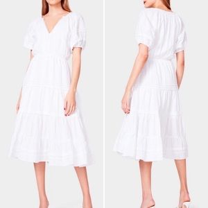 Betsey Johnson White Tiered Midi Sundress